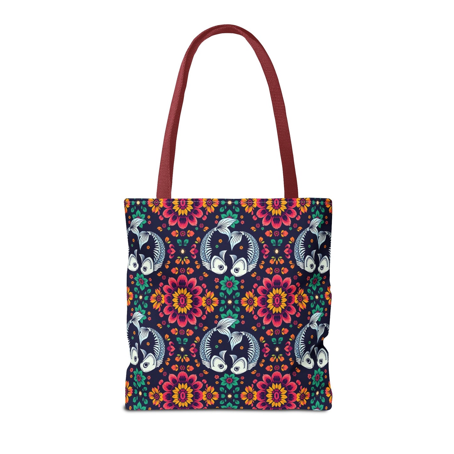 Tote Bag (AOP), Pisces, Zodiac v1, Flower Pattern