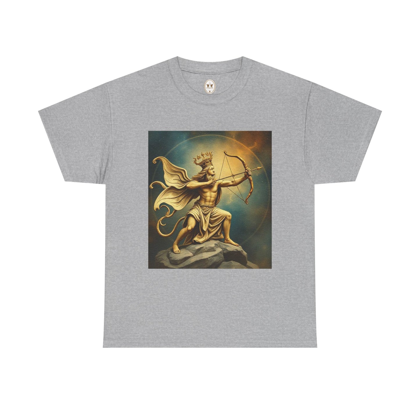 Unisex Heavy Cotton T-Shirt, Sagittarius King, Bow & Arrow, Zodiac Design