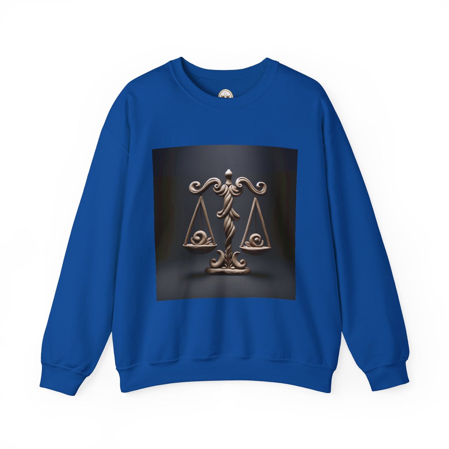 Unisex Heavy Blend™ Crewneck Sweatshirt, Brown Scale, Libra Zodiac Design