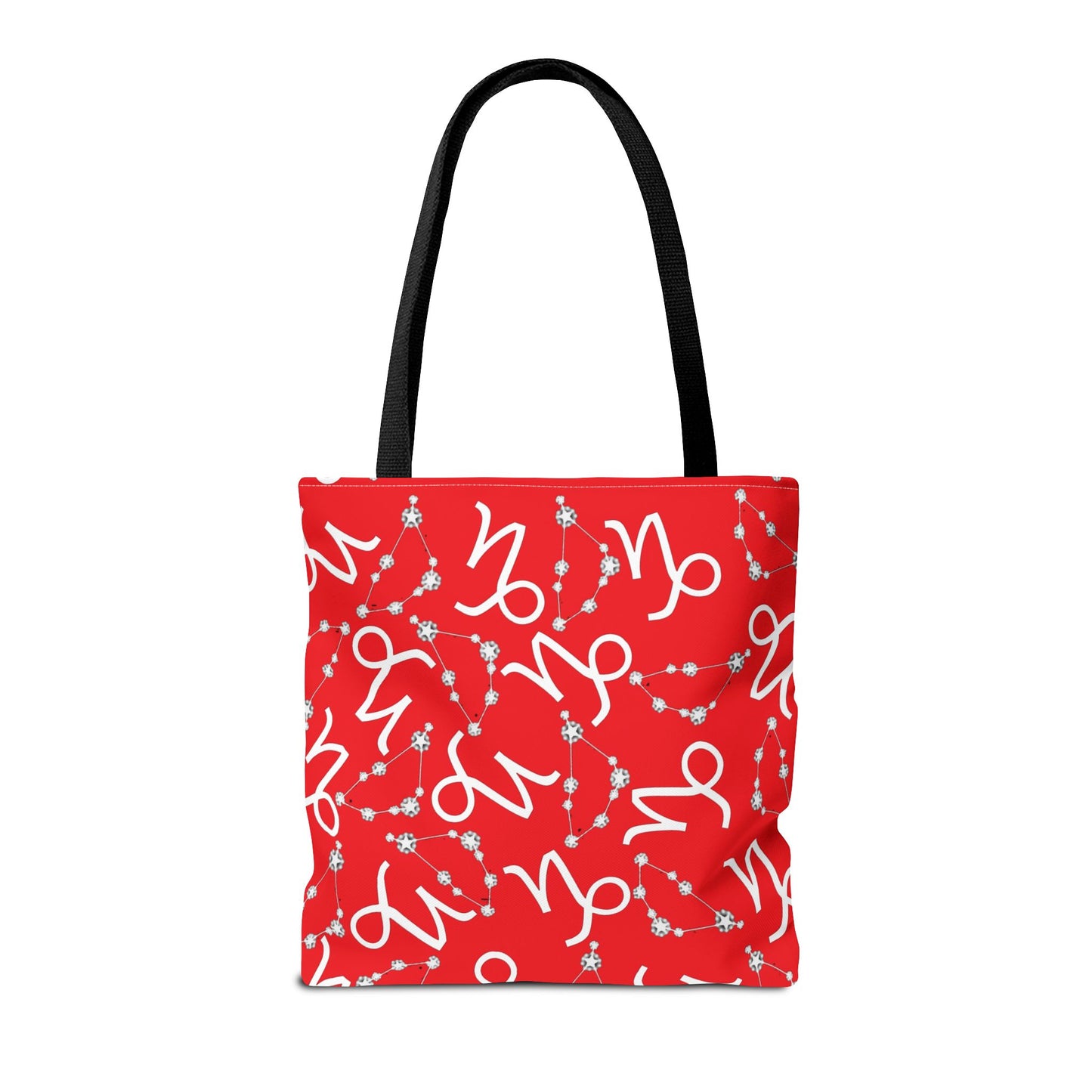 Tote Bag, Capricorn Zodiac Sign, AOP, (Red, White)