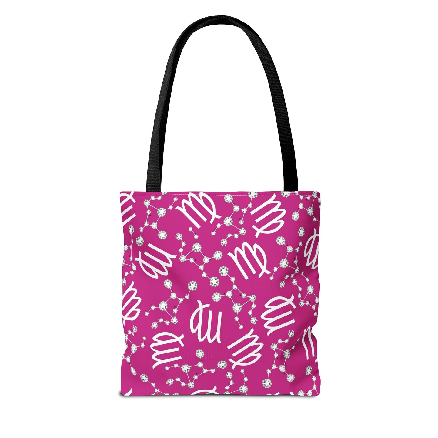 Tote Bag, Virgo Zodiac Sign, AOP, (Pink, White)