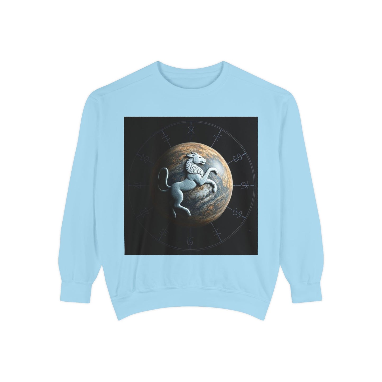 Garment-Dyed Sweatshirt, Unisex, Space Animal Design, Aquarius