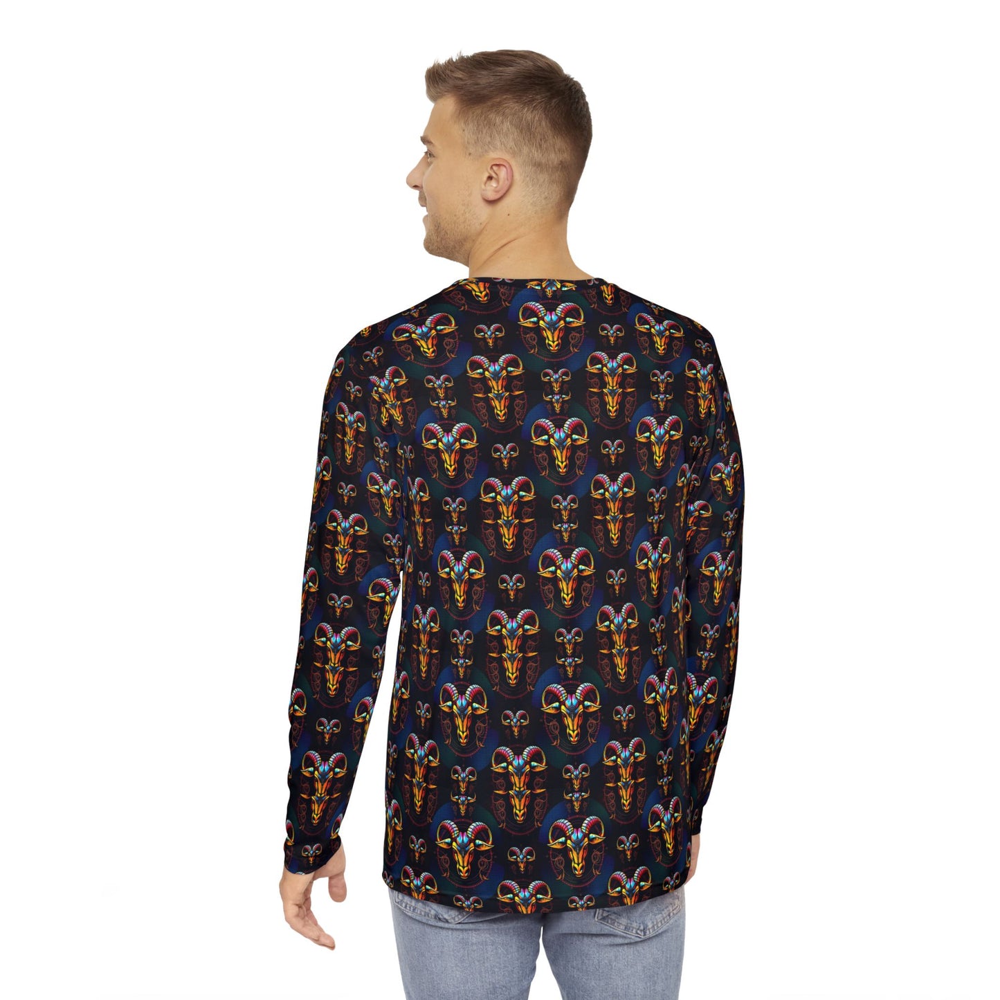 Men's Long Sleeve Shirt, (AOP), Taurus, Zodiac v2, Pattern