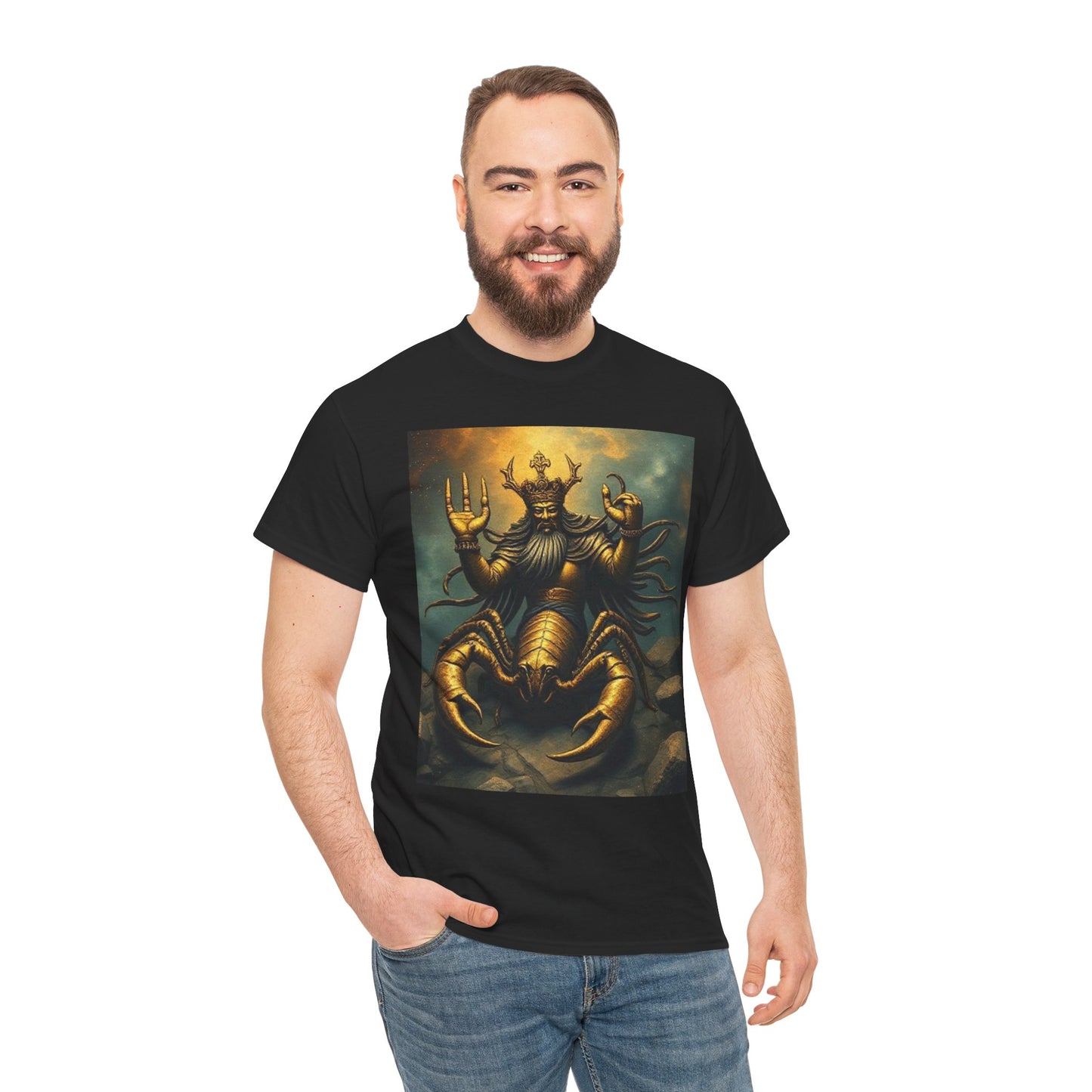 Unisex Heavy Cotton T-Shirt, Desert Scorpio King v1, Zodiac Design