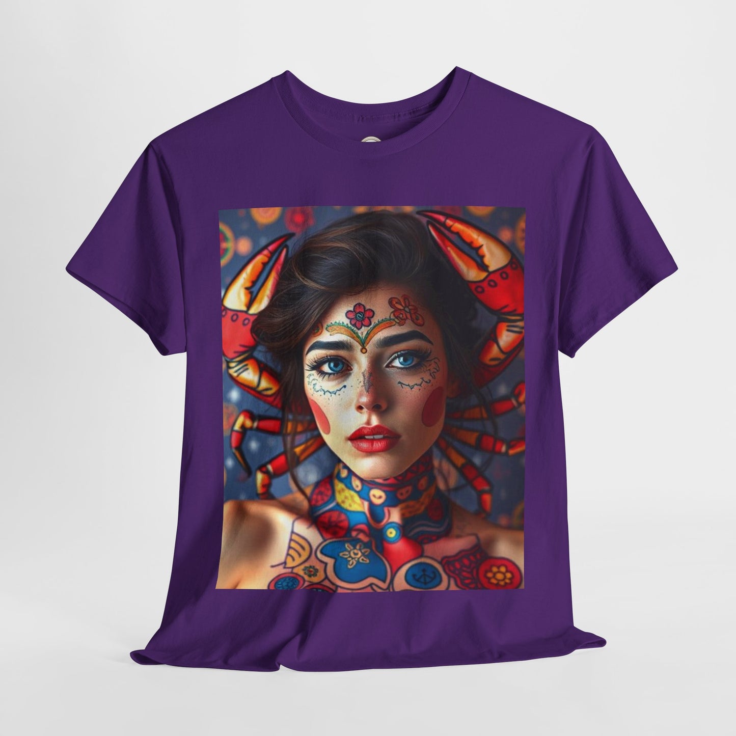 Unisex Heavy Cotton T-Shirt, Cancer, Zodiac v1, Sexy Art