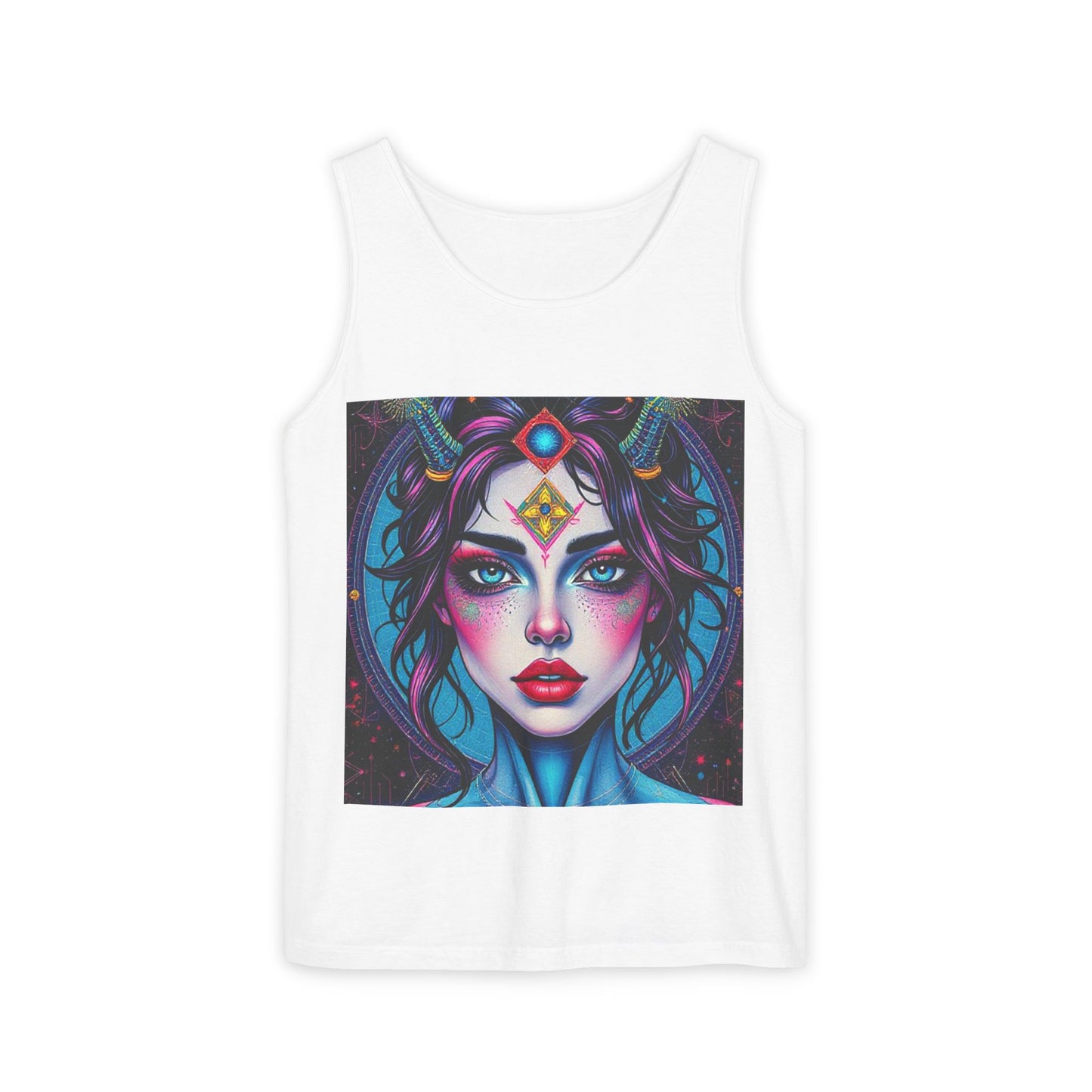 Unisex Garment-Dyed, Tank Top, Aquarius Design, Pop Art, 100% Ringspun US cotton