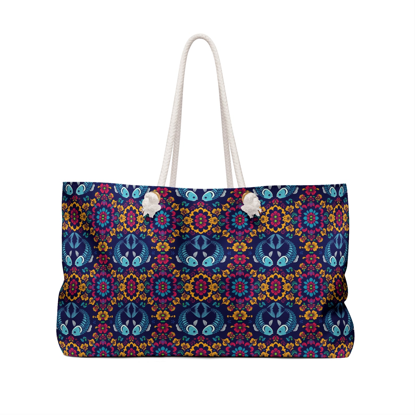 Weekender Bag, Pisces, Zodiac v4, Flower Pattern