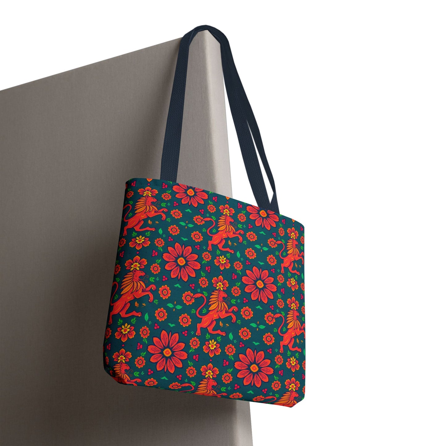 Tote Bag, (AOP), Leo, Zodiac v4, Flower Pattern