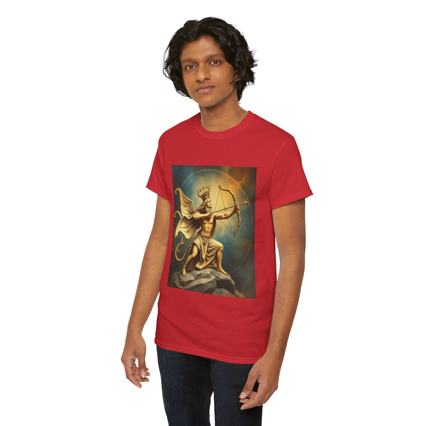 Unisex Heavy Cotton T-Shirt, Sagittarius King, Bow & Arrow v1, Zodiac Design