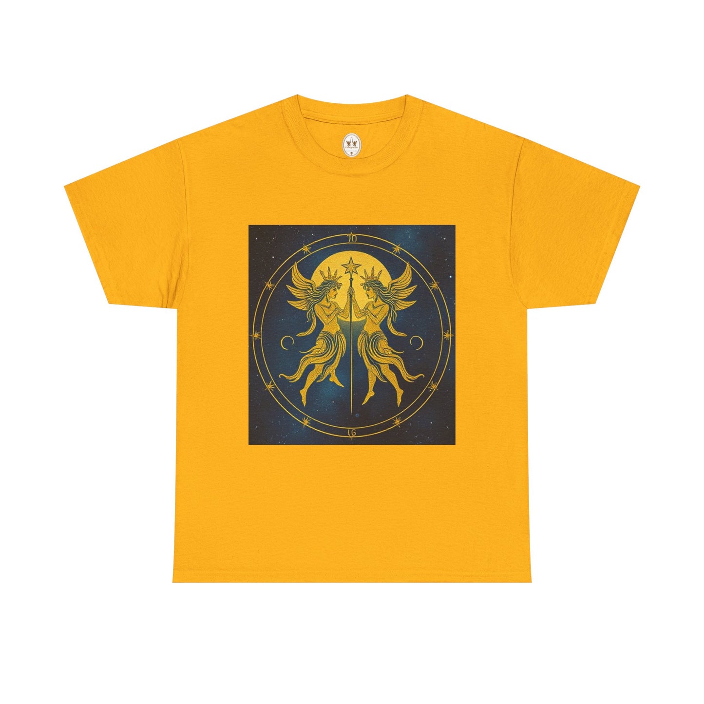 Unisex Heavy Cotton T-Shirt, Space Twins v3, Gemini Zodiac Design