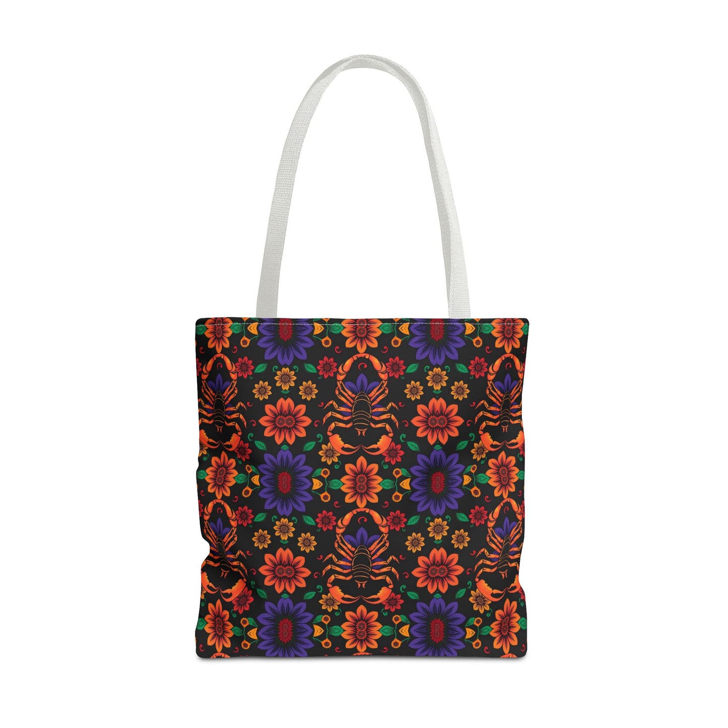 Tote Bag, (AOP), Scorpio, Zodiac v6, Flower Pattern