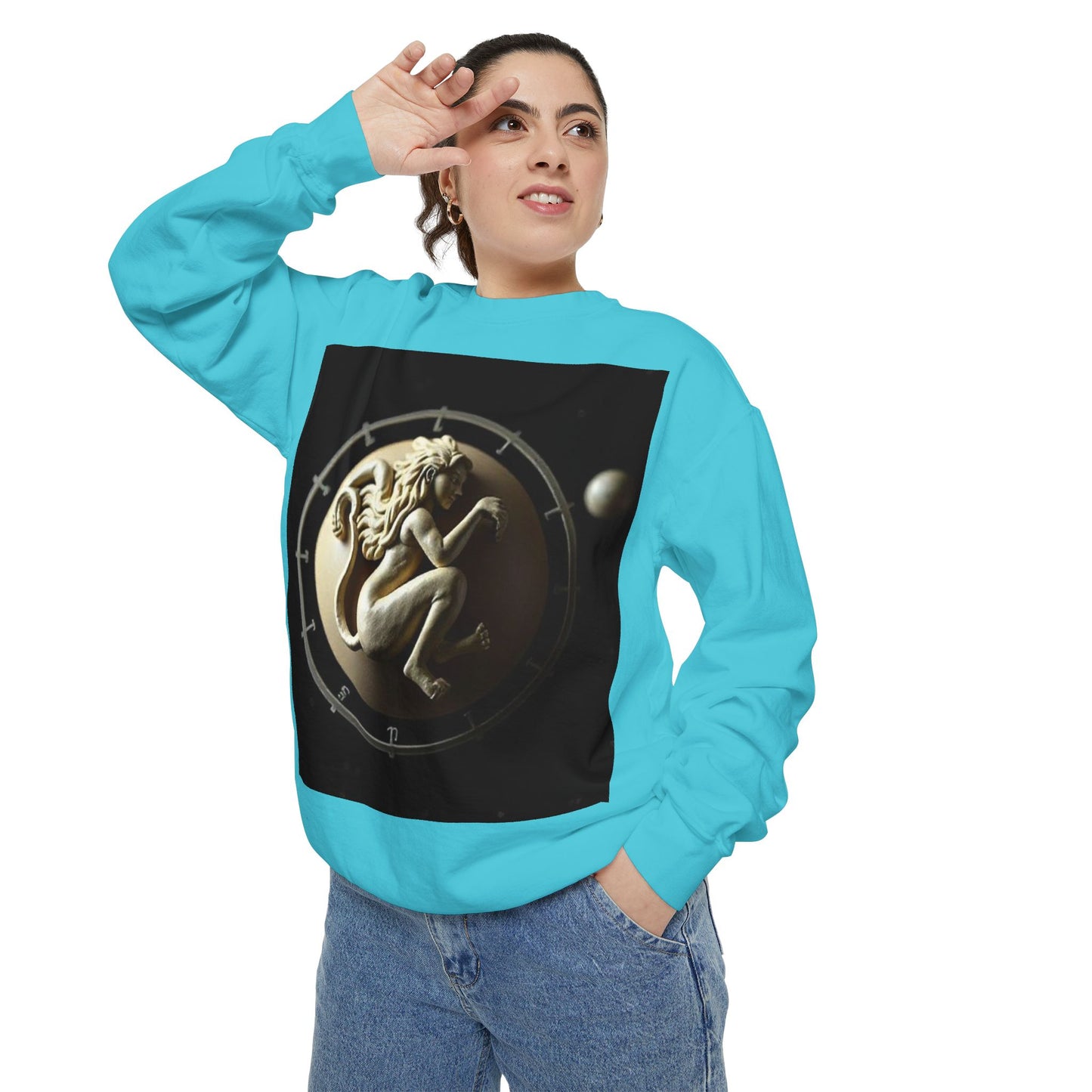 Garment-Dyed Sweatshirt, Unisex, Space Symbol Design, Virgo