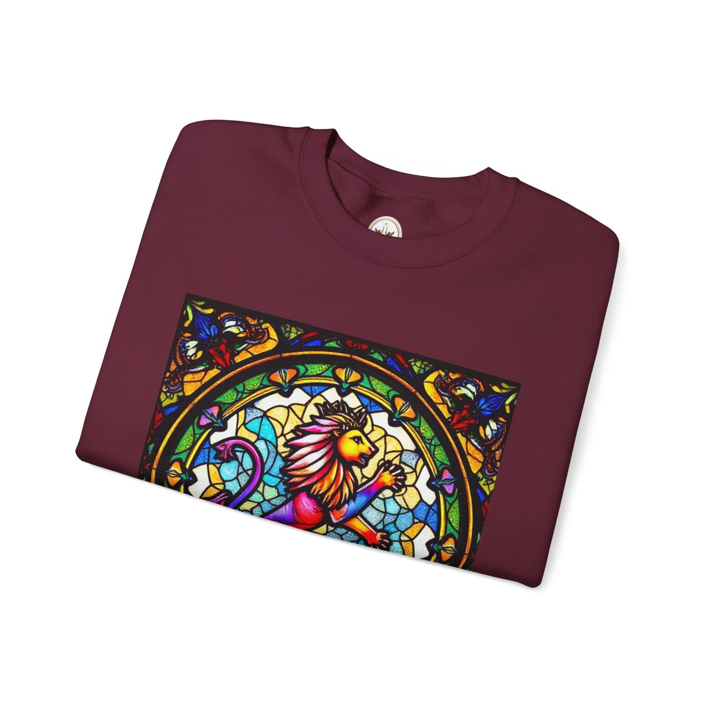 Unisex Heavy Blend™ Crewneck Sweatshirt, Glass, Leo Zodiac Design