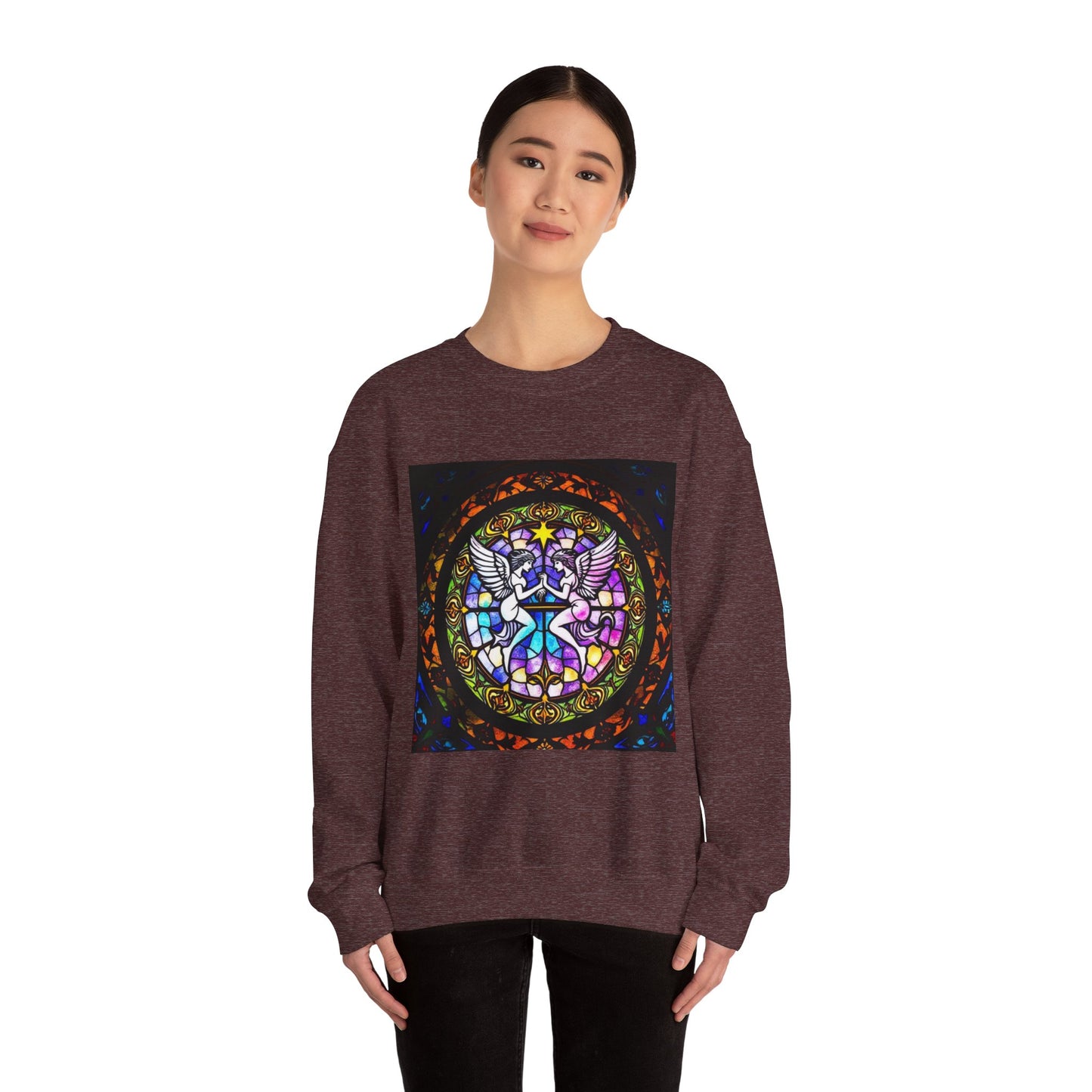 Unisex Heavy Blend™ Crewneck Sweatshirt, Glass 1, Gemini Zodiac Design