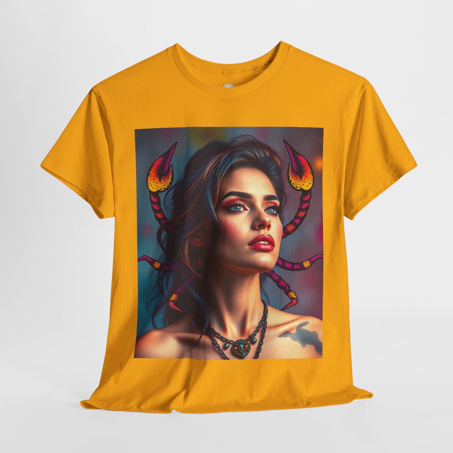 Unisex Heavy Cotton T-Shirt, Scorpio, Zodiac v2, Sexy Art
