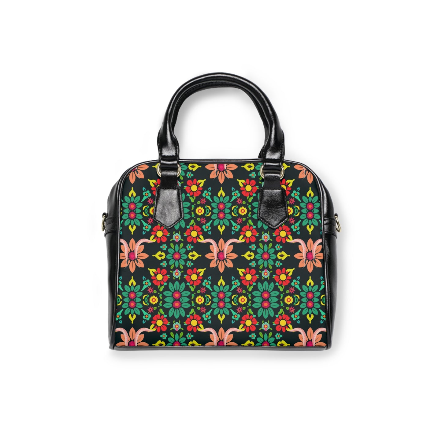 Shoulder Handbag, Aquarius, Zodiac v1, Flower Pattern