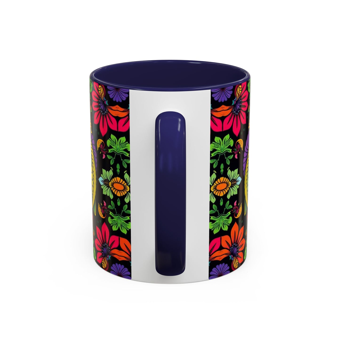 Accent Coffee Mug, Pisces, Zodiac v3, Flower Pattern, (11, 15oz)