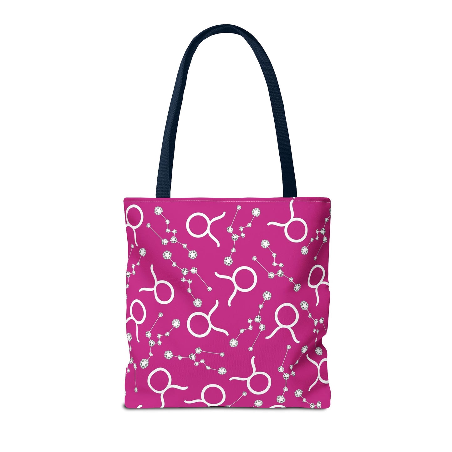 Tote Bag, Taurus Zodiac Sign, AOP, (Pink, White)