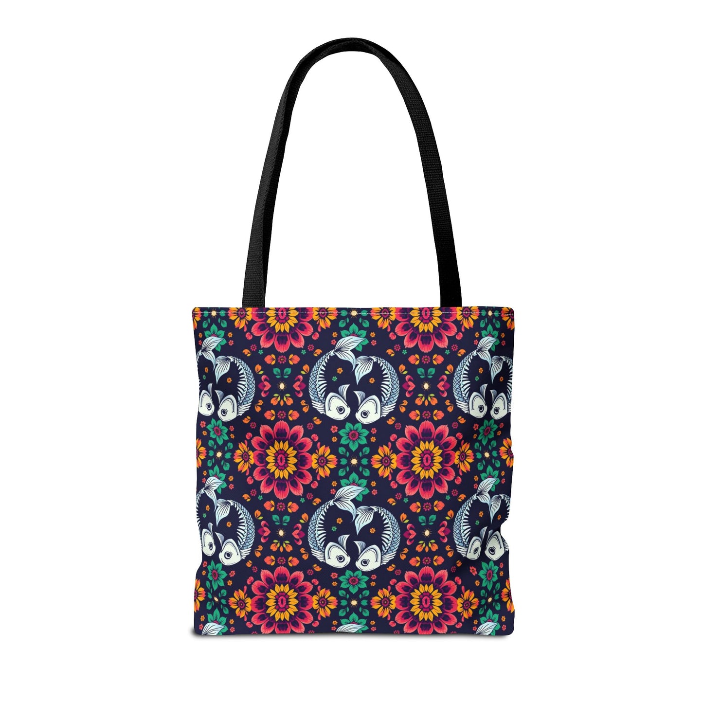 Tote Bag (AOP), Pisces, Zodiac v1, Flower Pattern