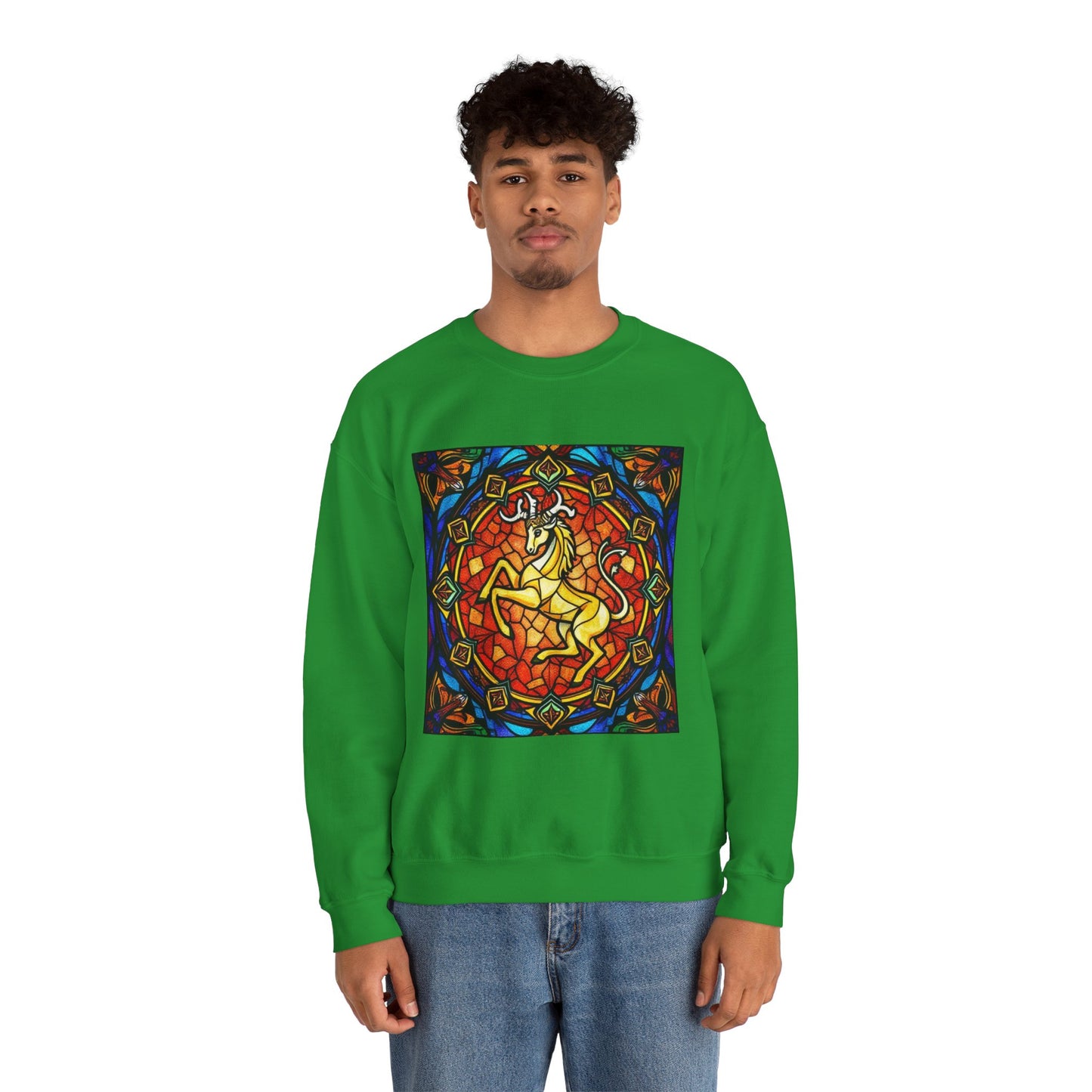 Unisex Heavy Blend™ Crewneck Sweatshirt, Glass 1, Capricorn Zodiac Design