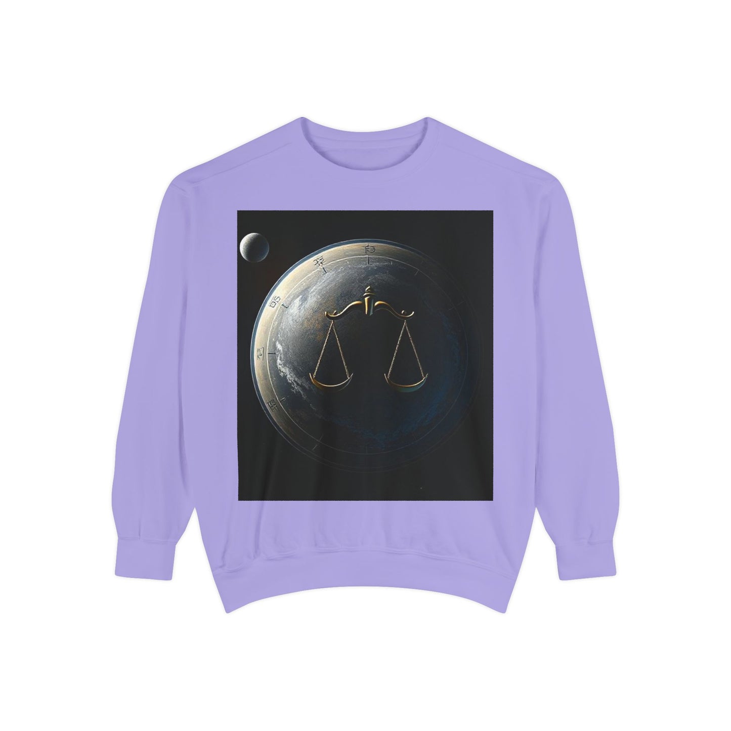 Garment-Dyed Sweatshirt, Unisex, Space Animal Design, Libra
