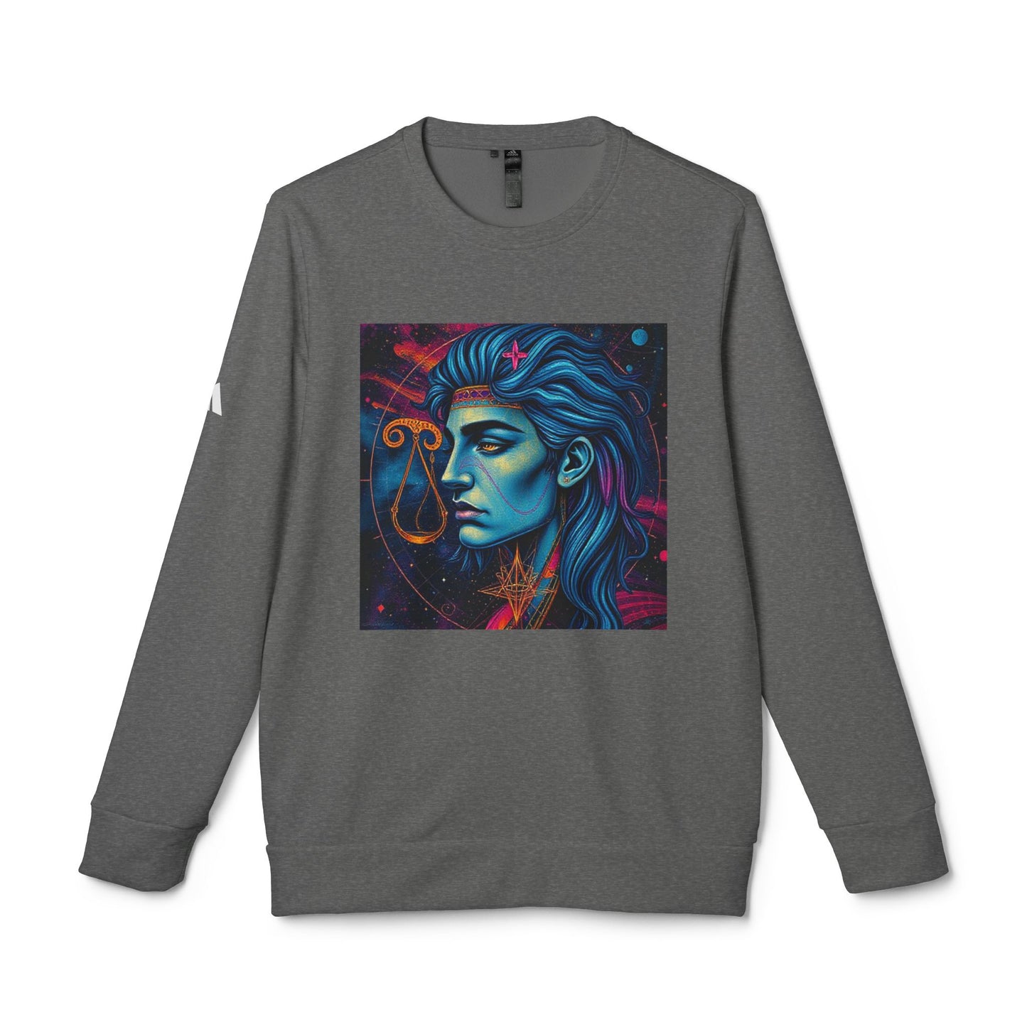 Adidas, Unisex Fleece Crewneck Sweatshirt, Libra, Pop Art, Zodiac