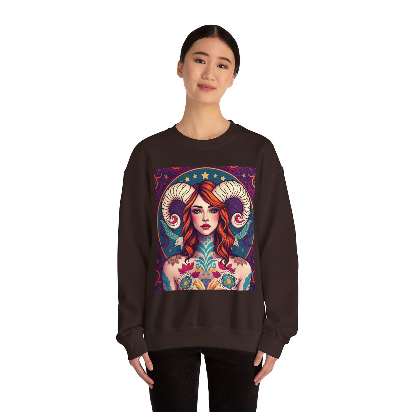 Unisex Heavy Blend™ Crewneck Sweatshirt, Aries, Zodiac v1, Sexy Pattern