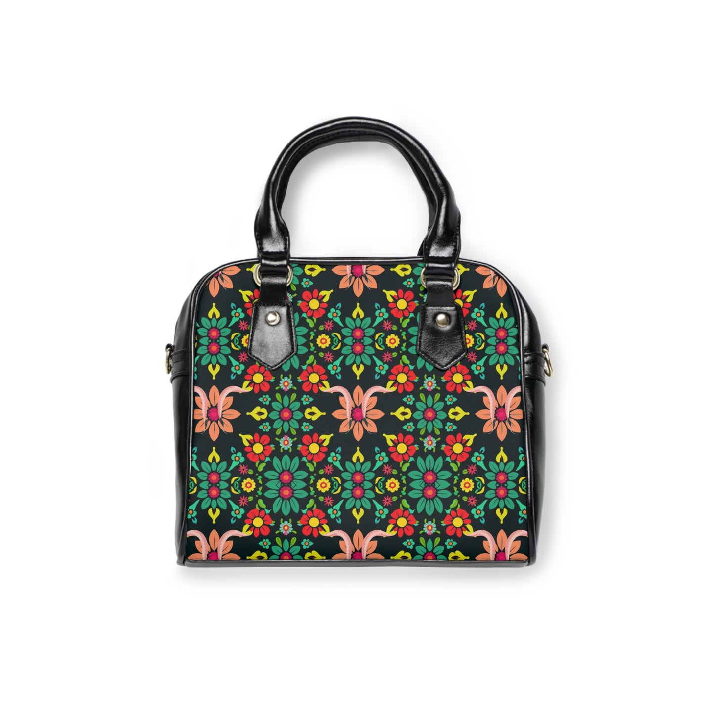 Shoulder Handbag, Aquarius, Zodiac v1, Flower Pattern