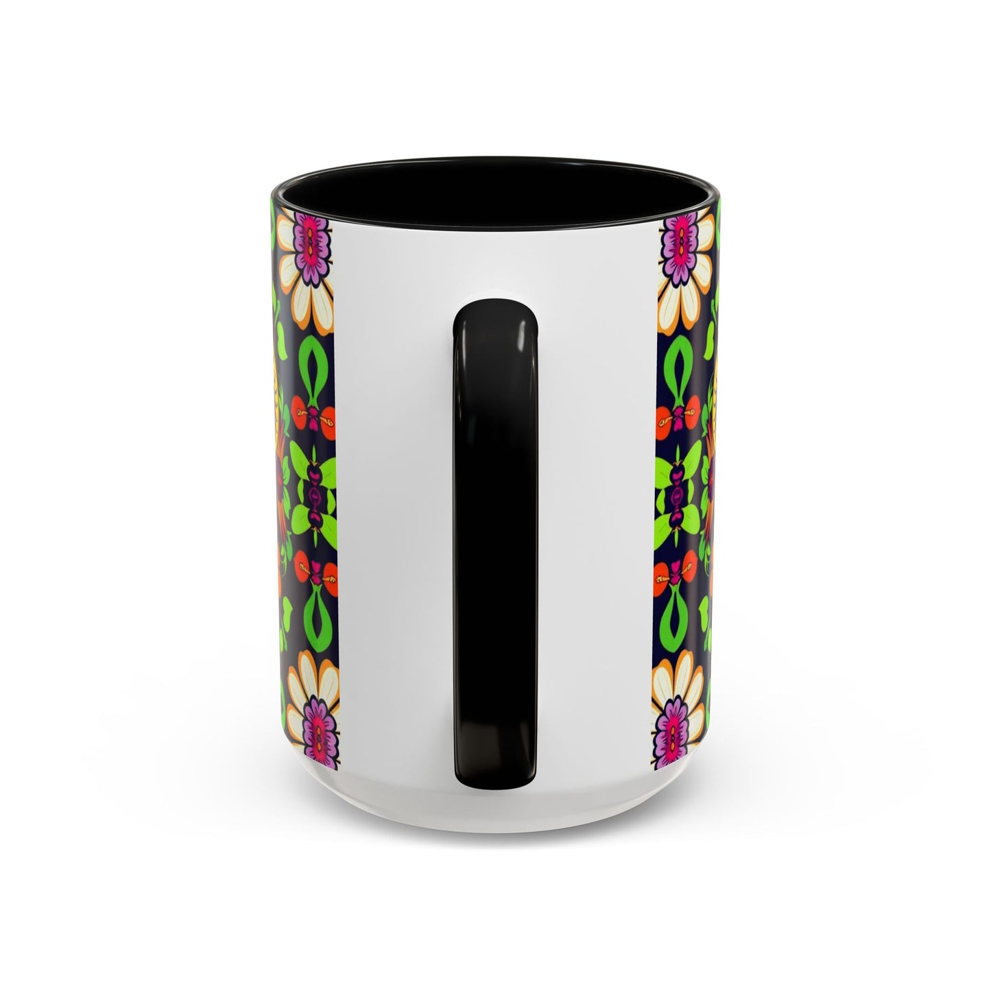 Accent Coffee Mug, Aries, Zodiac v2, Flower Pattern, (11, 15oz)