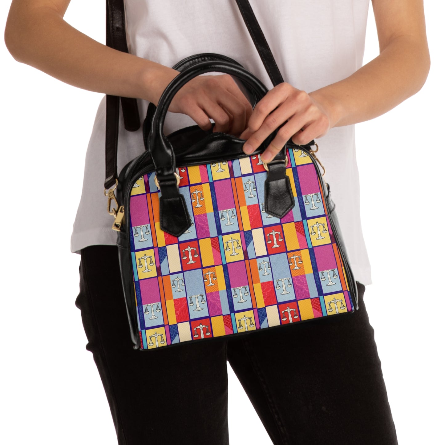 Shoulder Handbag, Libra, Zodiac v1, Shapes Pattern
