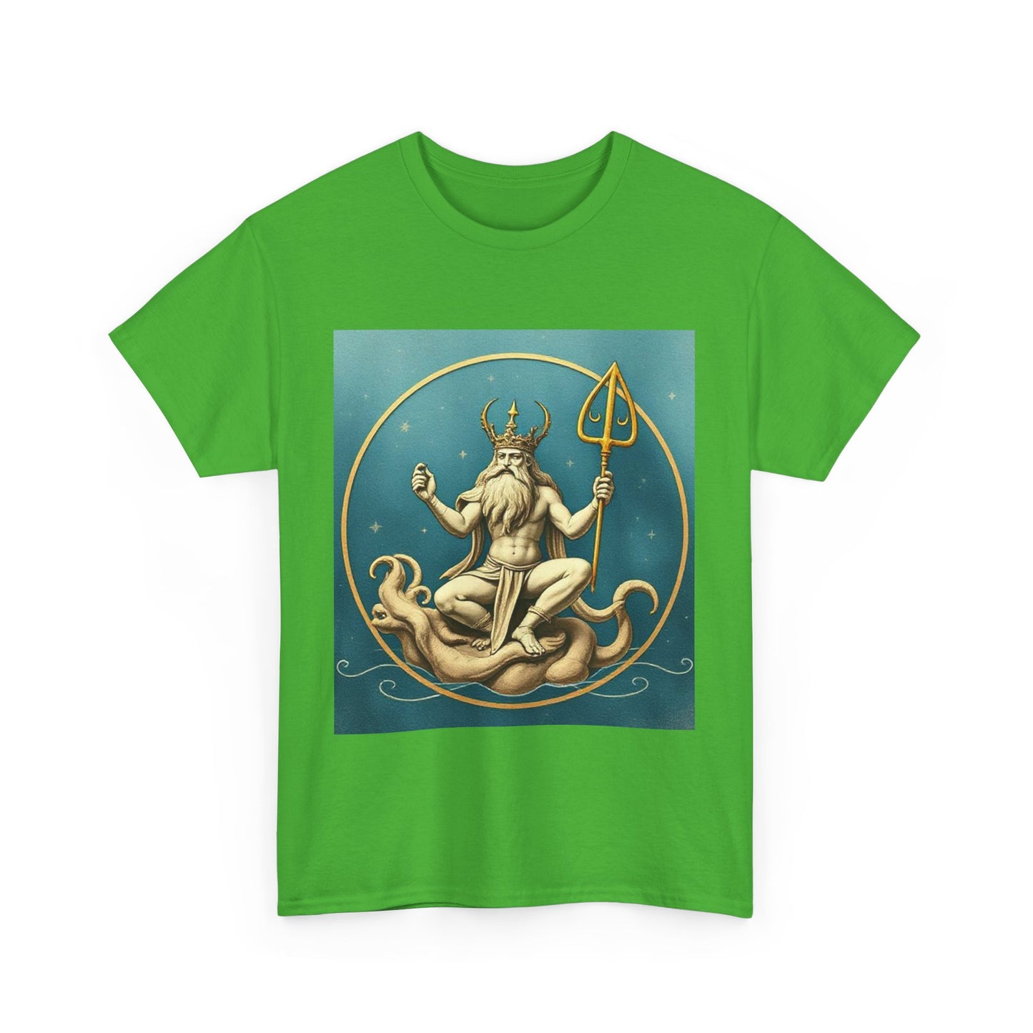 Unisex Heavy Cotton T-Shirt, Aquarius God 3v, Zodiac Design