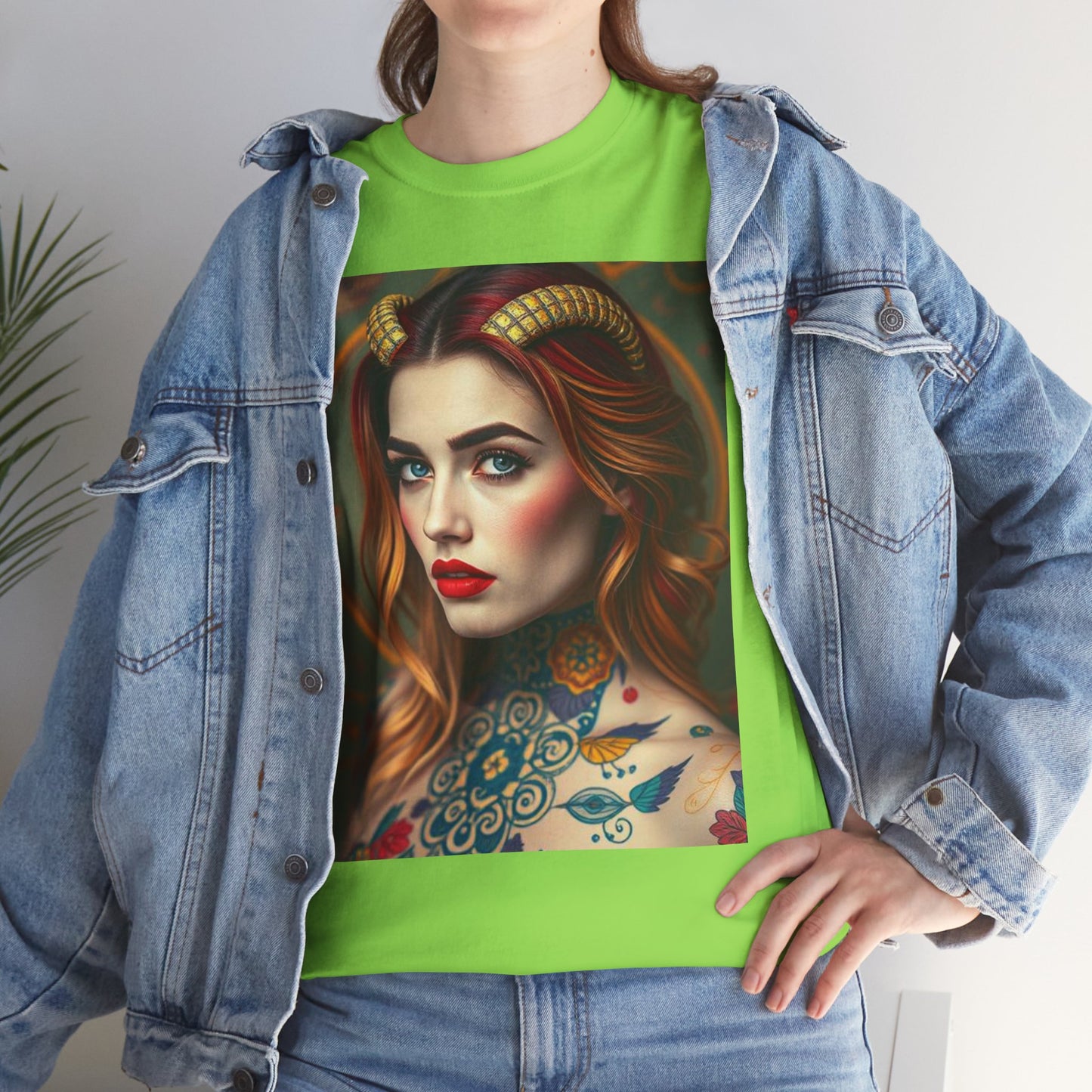 Unisex Heavy Cotton T-Shirt, Capricorn, Zodiac v3, Sexy Art