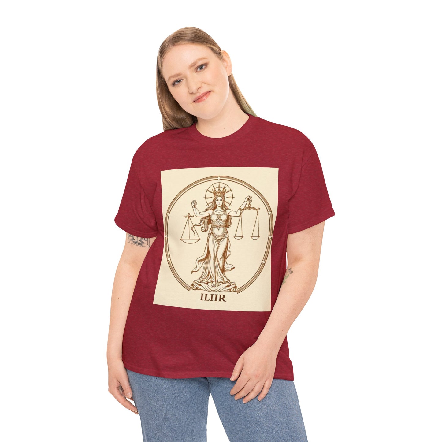 Unisex Heavy Cotton T-Shirt, Libra Goddess v1, Zodiac Design
