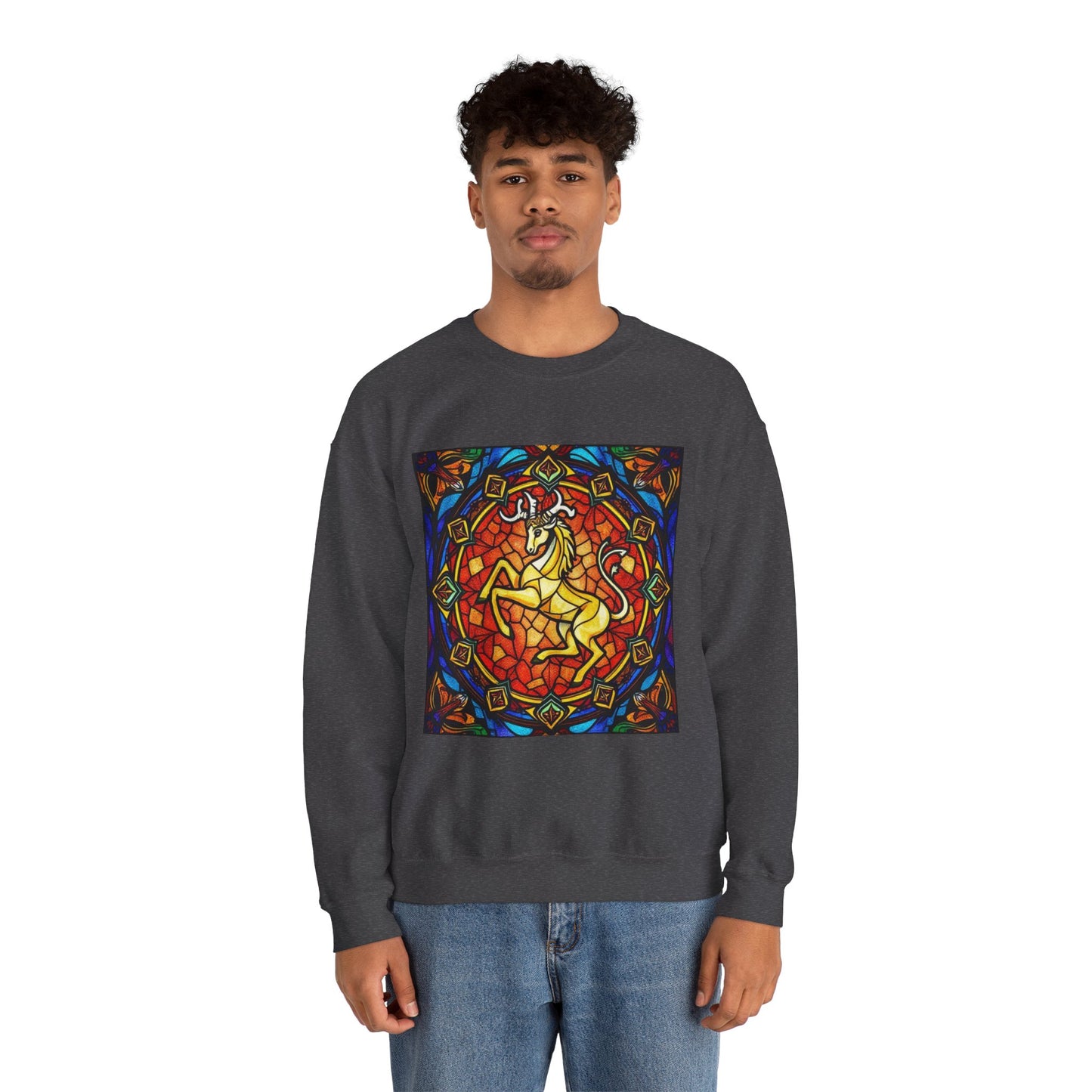 Unisex Heavy Blend™ Crewneck Sweatshirt, Glass 1, Capricorn Zodiac Design