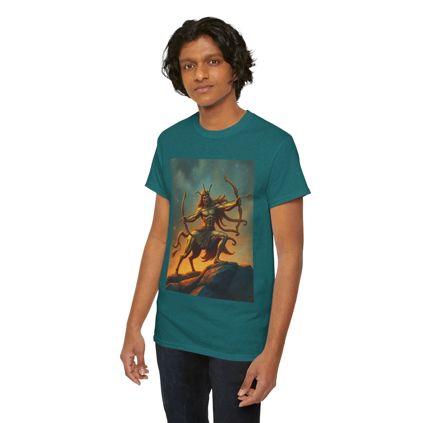 Unisex Heavy Cotton T-Shirt, Arrow Centaur, Sagittarius Zodiac Design