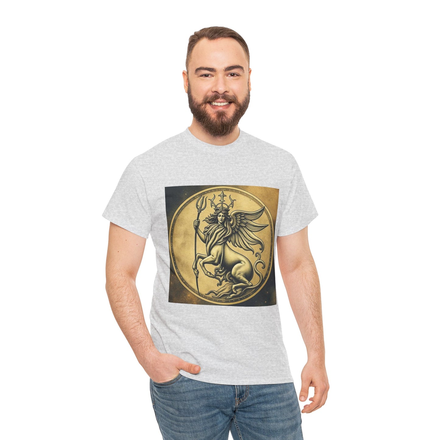 Unisex Heavy Cotton T-Shirt, Animal Angel v1, Virgo Zodiac Design