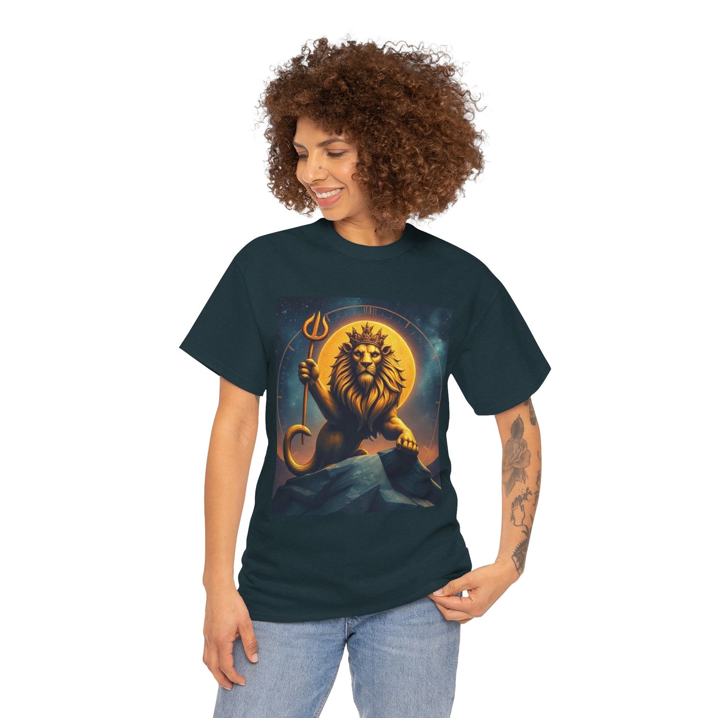 Unisex Heavy Cotton T-Shirt, King of Lions v2, Leo Zodiac Design