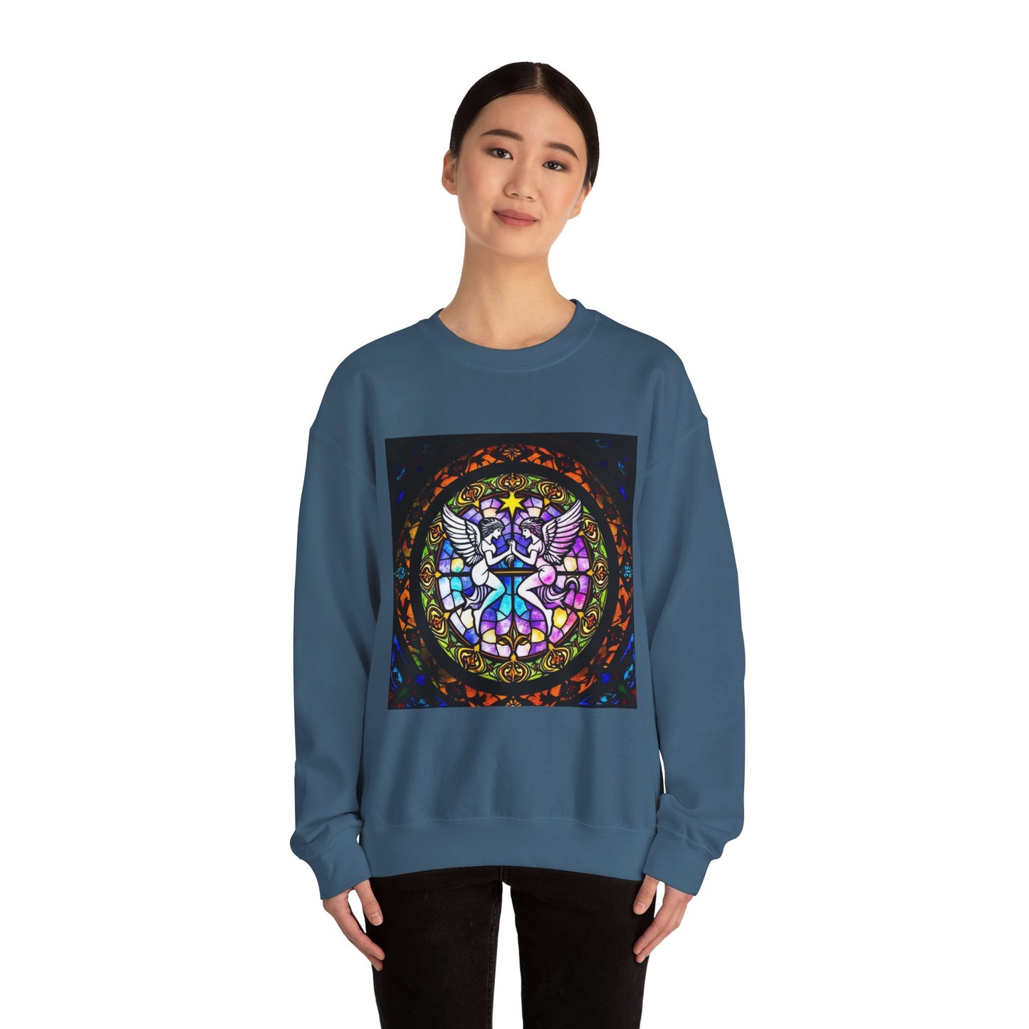 Unisex Heavy Blend™ Crewneck Sweatshirt, Glass 1, Gemini Zodiac Design