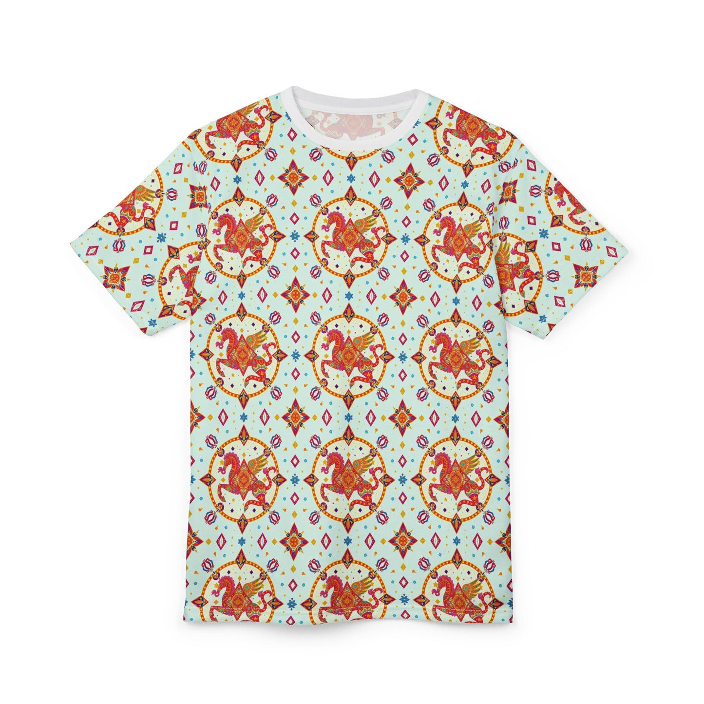 Unisex Cut & Sew T-Shirt, (AOP) Aquarius, Zodiac v2, Jewels Pattern