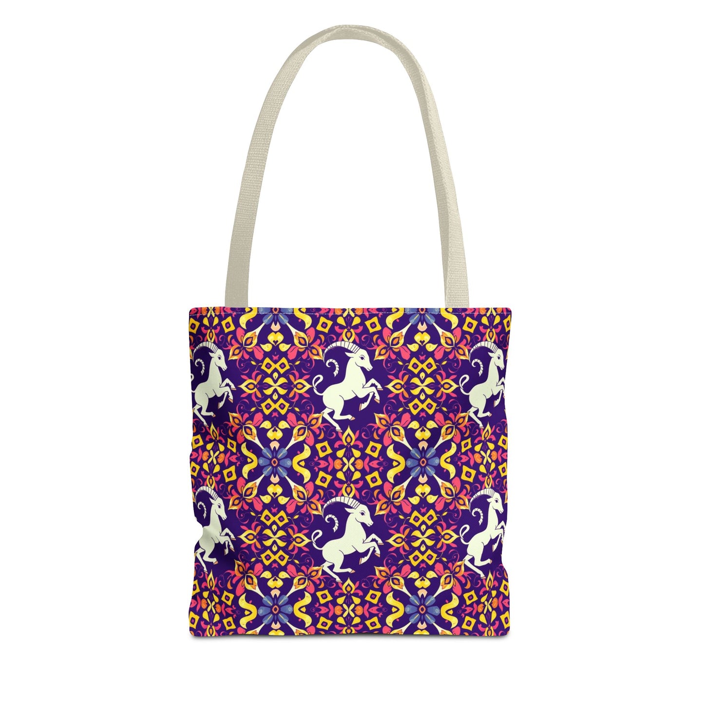Tote Bag, (AOP), Capricorn, Zodiac v6, Flower Pattern