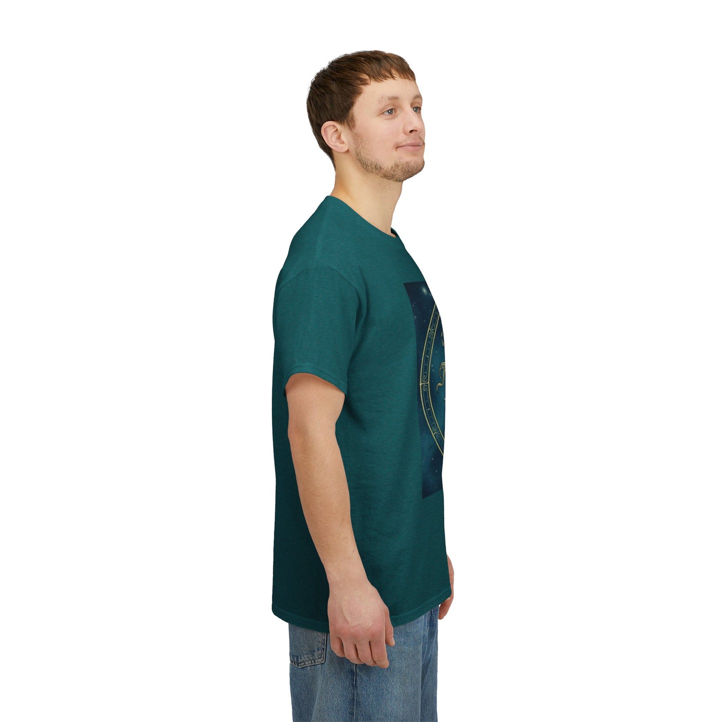Unisex Heavy Cotton T-Shirt, Aquarius God 6v, Zodiac Design