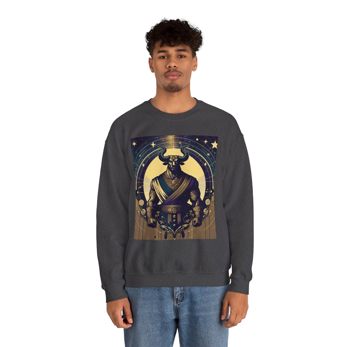 Unisex Heavy Blend™ Crewneck Sweatshirt, Minotaur, Taurus Zodiac Design
