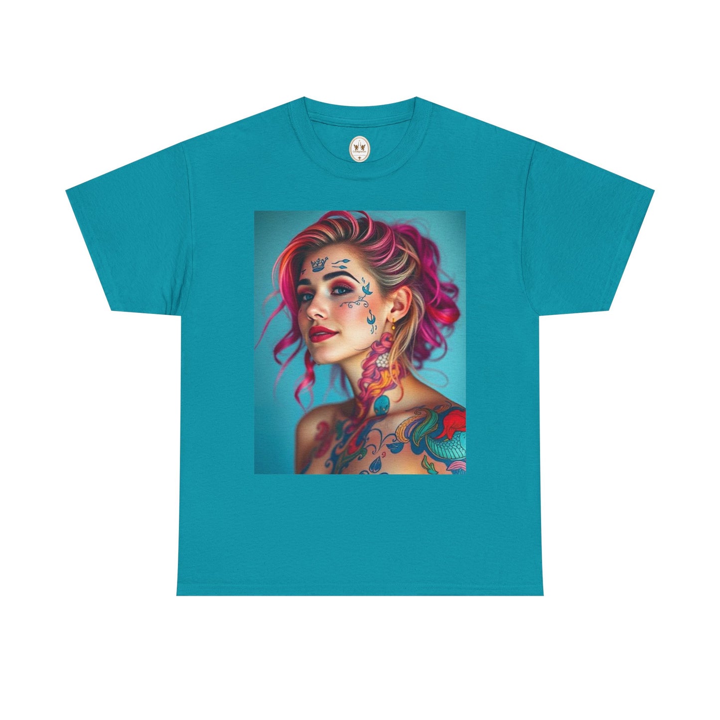 Unisex Heavy Cotton T-Shirt, Pisces, Zodiac v3, Sexy Art