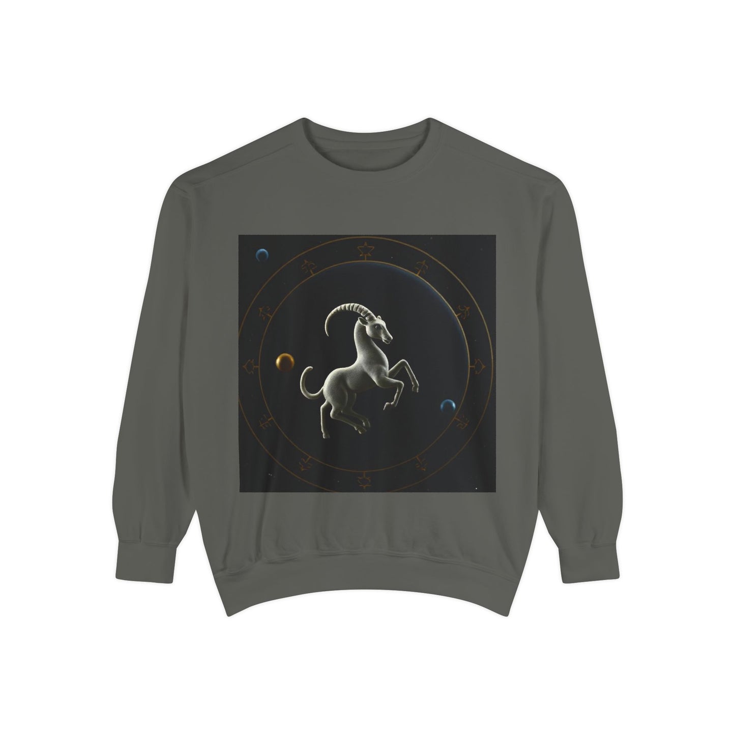 Garment-Dyed Sweatshirt, Unisex, Space Animal Design v1, Capricorn