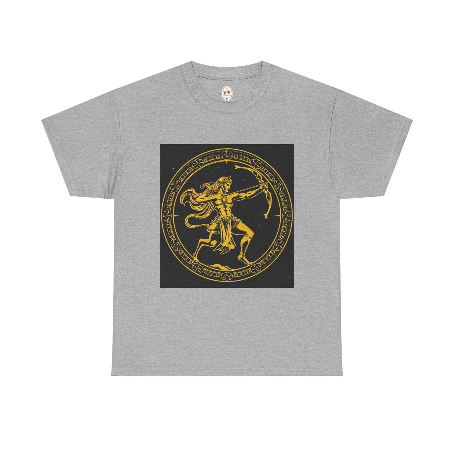 Unisex Heavy Cotton T-Shirt, Mythical Faun/Satyr v1, Sagittarius Zodiac Design