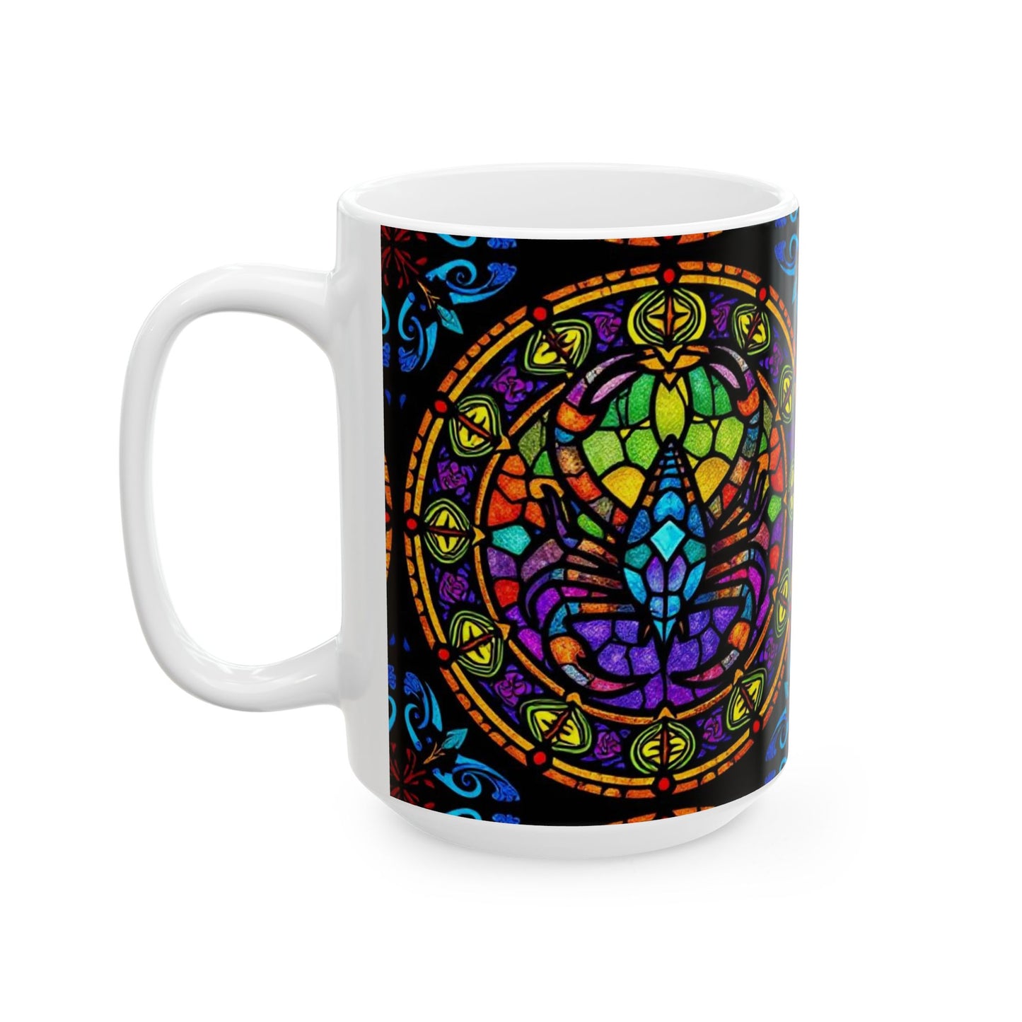 Ceramic Mug, (11oz, 15oz), Ceramic Coffee Mug, AOP, Glass Design v1, Scorpio Zodiac