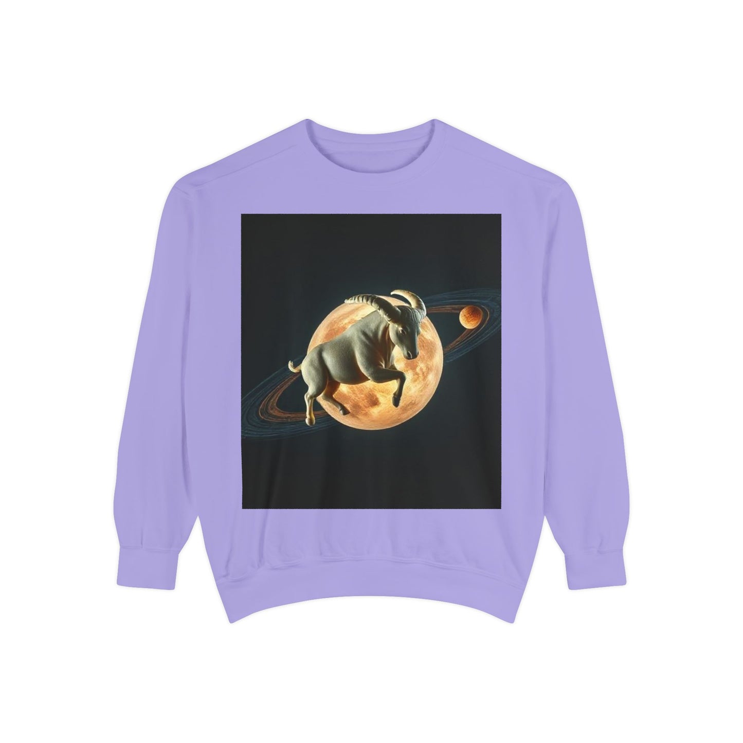 Garment-Dyed Sweatshirt, Unisex, Space Animal Design v1, Taurus