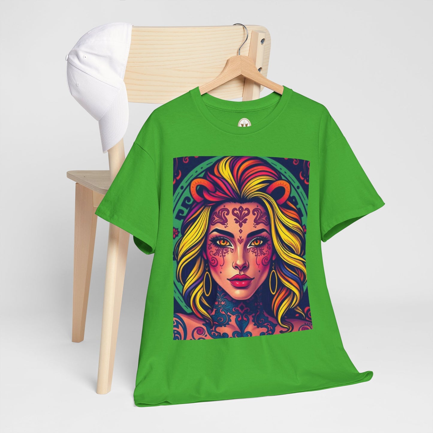 Unisex Heavy Cotton T-Shirt, Leo, Zodiac v1, Sexy Art