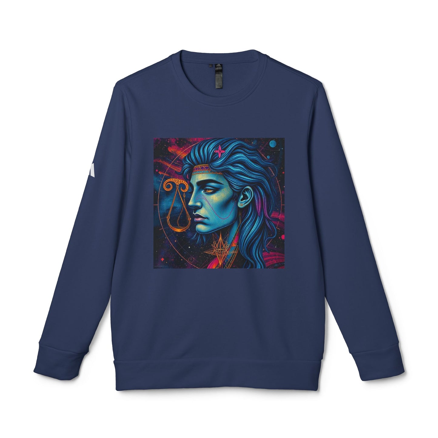 Adidas, Unisex Fleece Crewneck Sweatshirt, Libra, Pop Art, Zodiac