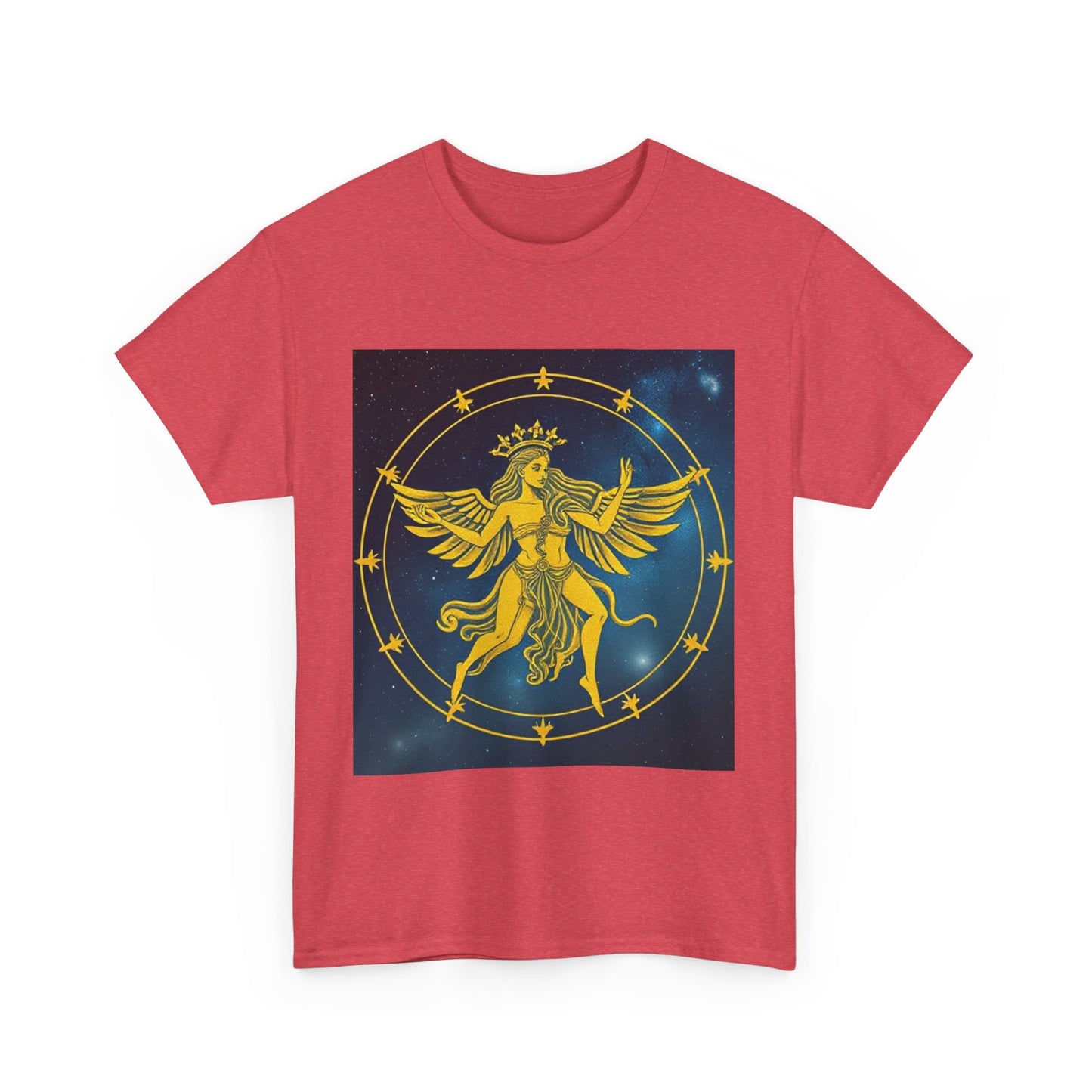 Unisex Heavy Cotton T-Shirt, Twin Angel v3, Gemini Zodiac Design